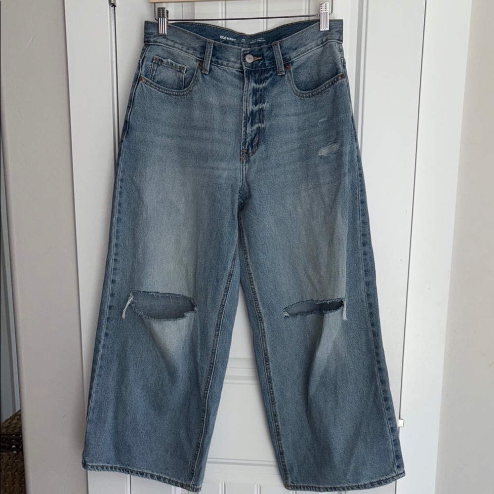 Old Navy extra high rise baggy Wide-Leg Jeans size 10 petite